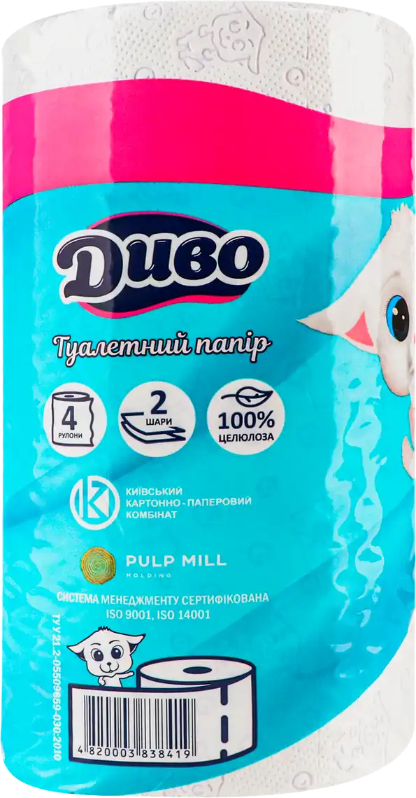 Фото 3 - Папір туалетний Диво Decoro 2-х шаровий 4 шт