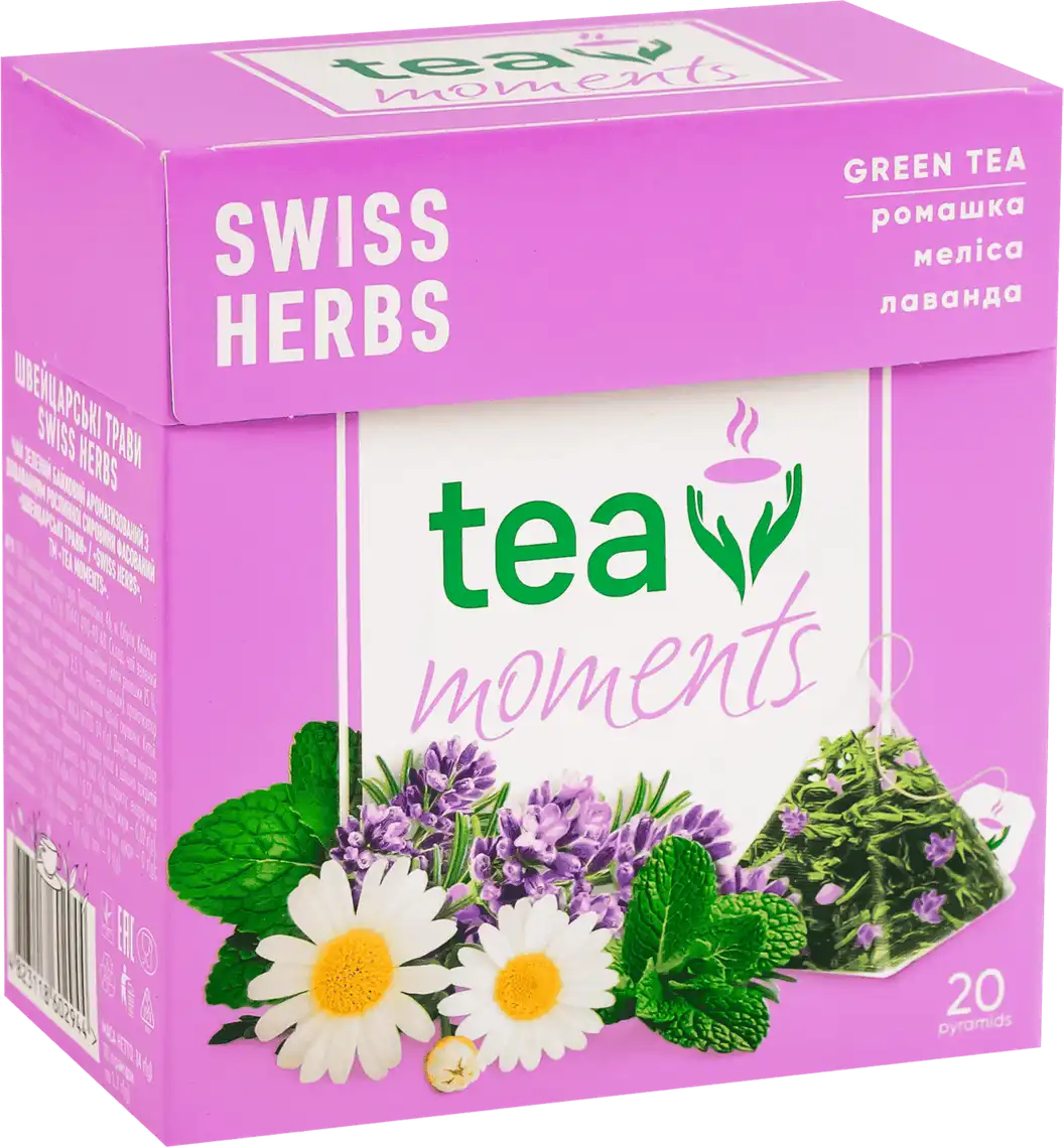 Фото 1 - Чай зелений Tea Moments Swiss Herbs 20х1.7г