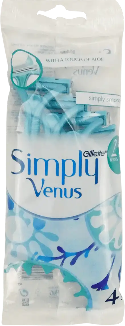 Фото 1 - Станок для гоління Gillette Venus 2 Simply одноразовий жіночий 4шт/уп