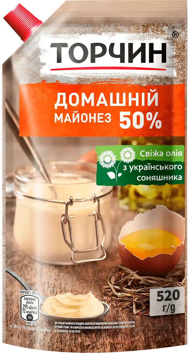 Фото 1 - Майонез Торчин Домашній 50% 520 г
