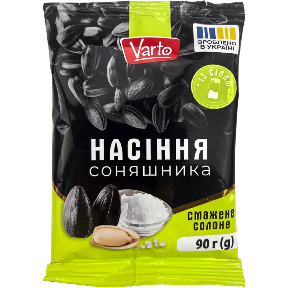 Фото 1 - Насіння соняшника Varto смажене солоне 90 г