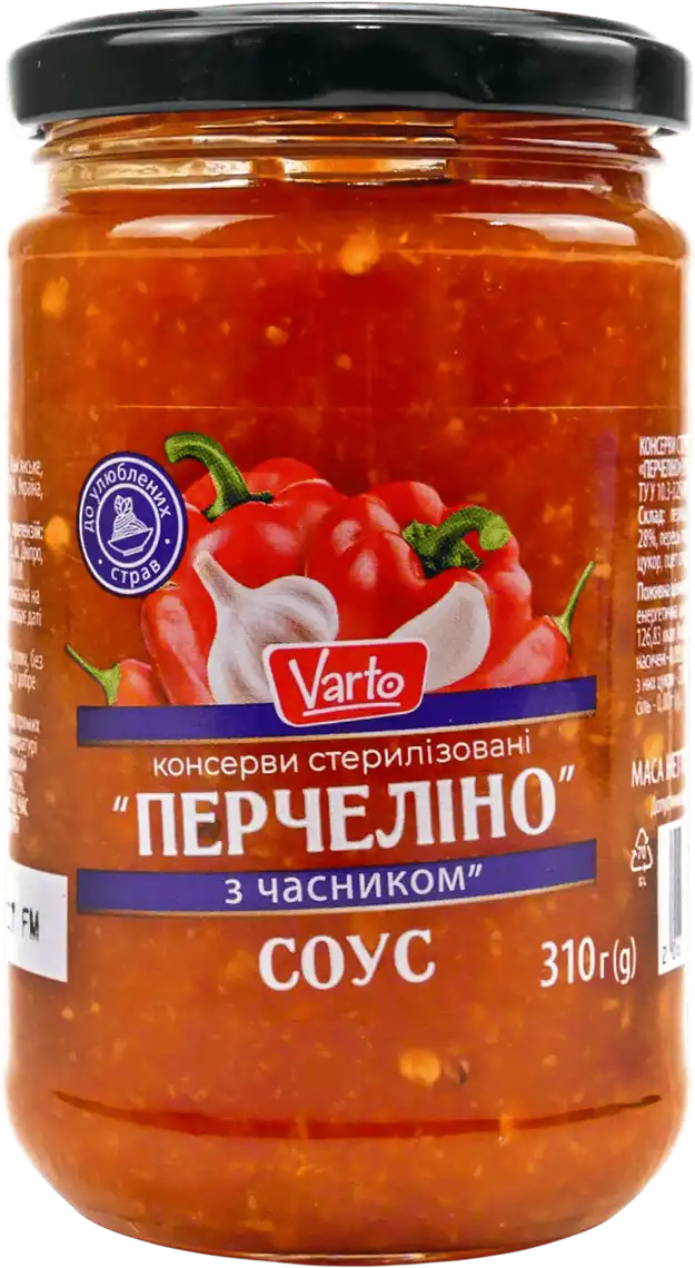 Фото 1 - Соус Varto Перчеліно гострий з часником 310 г