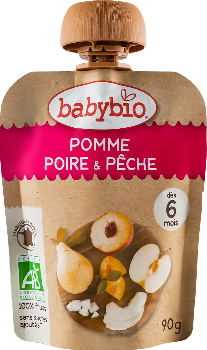 Фото 1 - Пюре органічне BabyBio з яблука, груші та персика 90 г