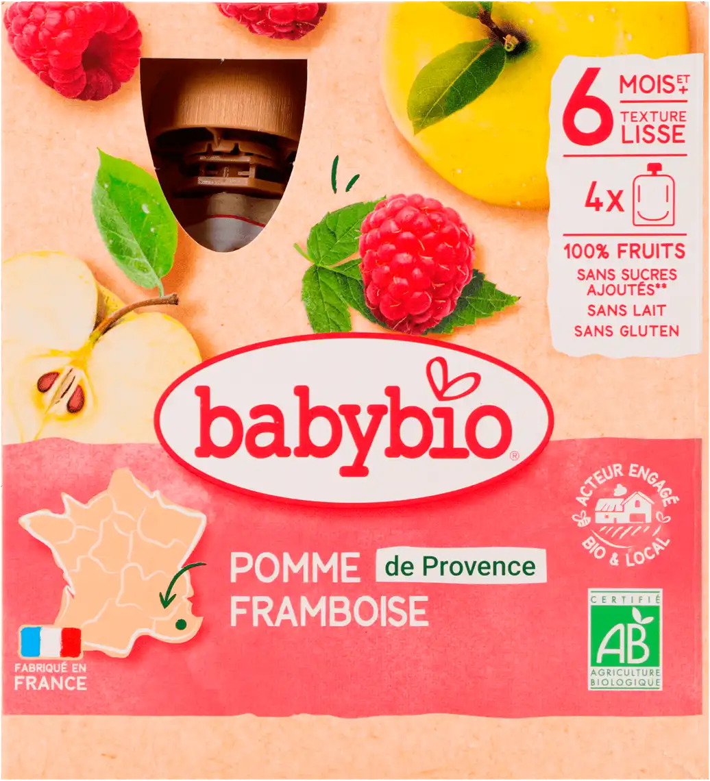 Фото 4 - Пюре органічне BabyBio з яблука та малини 90 г