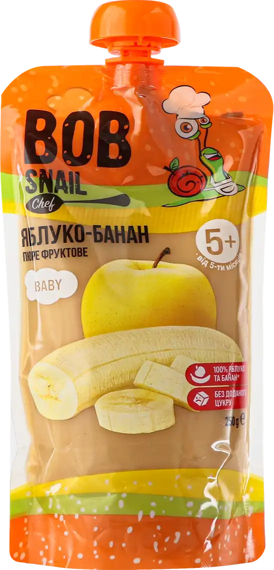 Фото 1 - Пюре Bob Snail Яблуко-Банан 250 г