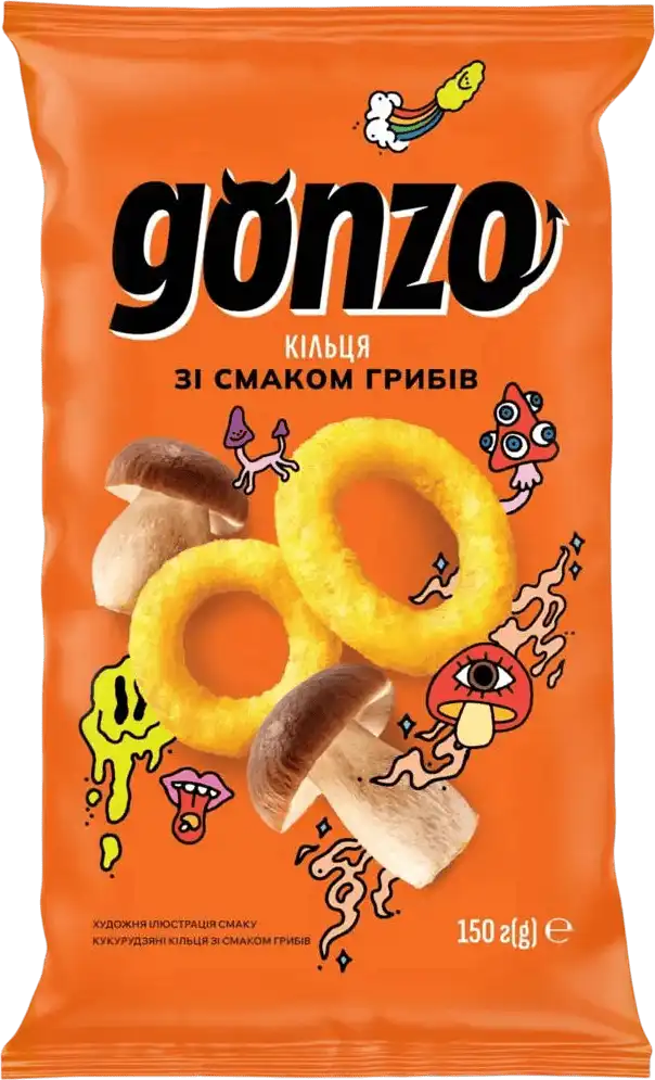 Фото 1 - Кукурудзяні кільця Gonzo зі смаком грибів 150 г
