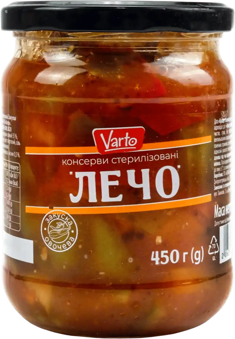 Фото 1 - Закуска овочева Varto Лечо 450 г