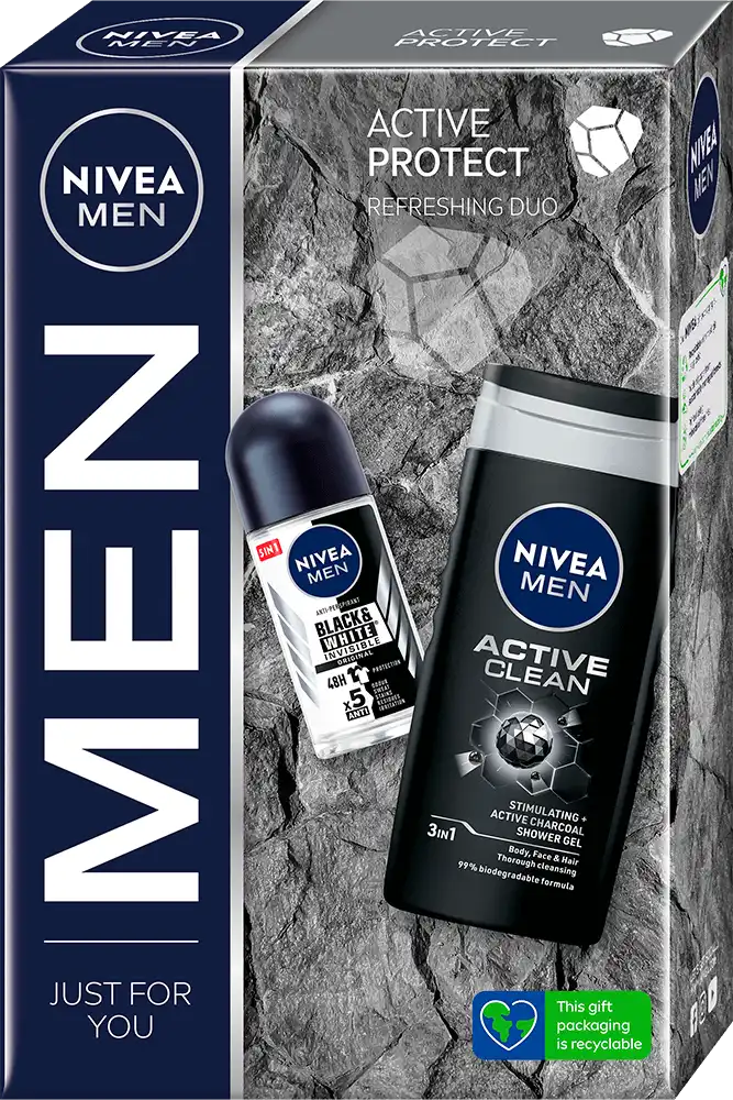 Фото 1 - Набір подарунковий Nivea Активний захист чоловічий гель та антиперспірант