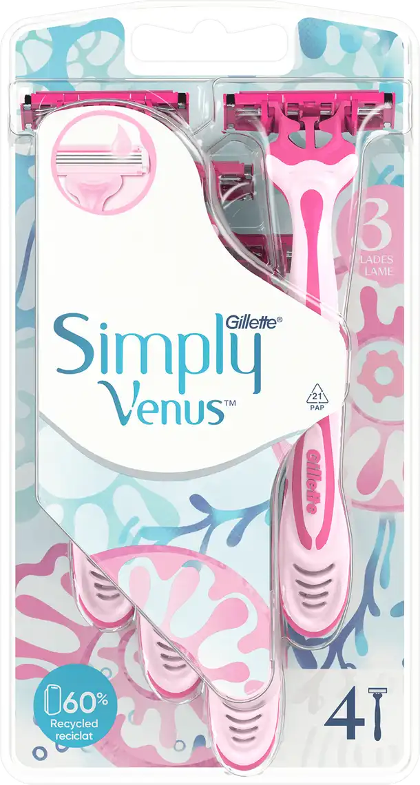 Фото 1 - Бритва без змінних картриджів Gillette Venus Simply 3 жіноча 4 шт