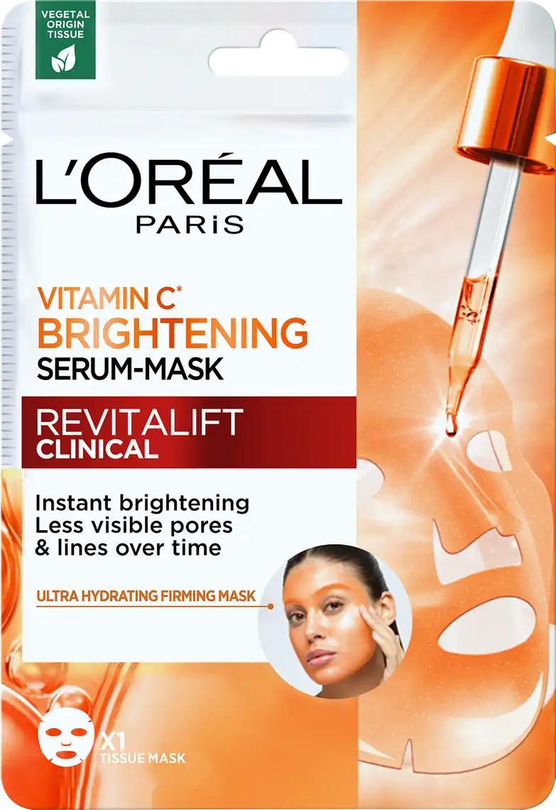 Фото 1 - Маска тканинна L'oreal Paris Revitalift Clinical Vitamin C для надання сяяння шкірі обличчя 26 г