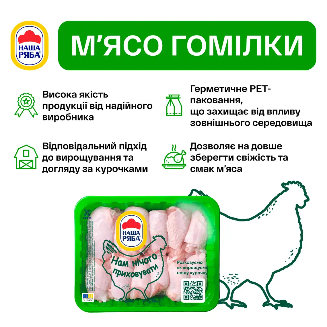 Фото 4 - М'ясо гомілки куряче Наша Ряба охолоджене ~ 1,1 кг