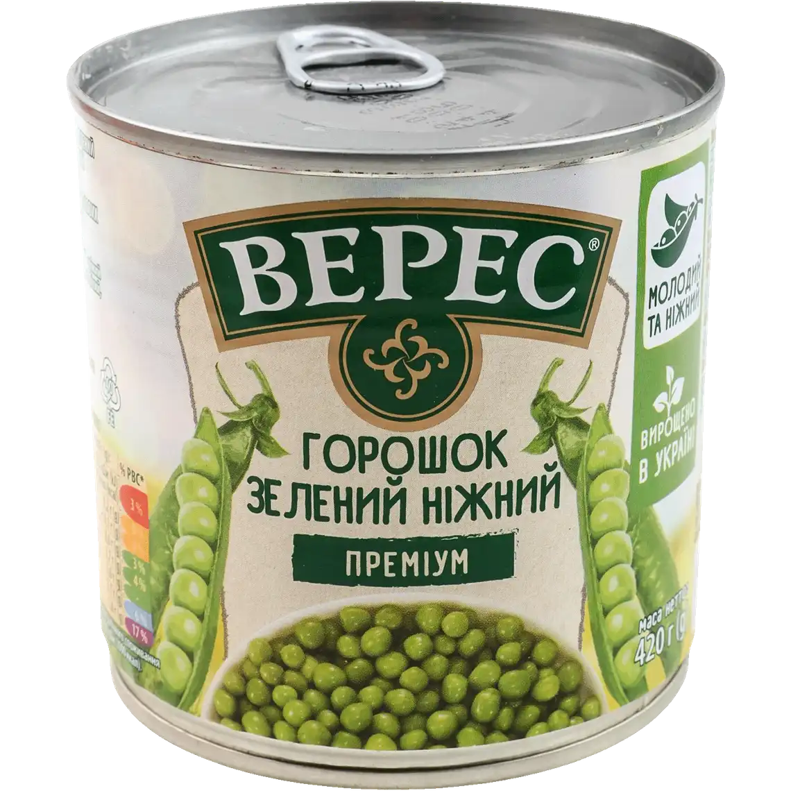 Фото 1 - Горошок Верес Преміум зелений ніжний 420 г