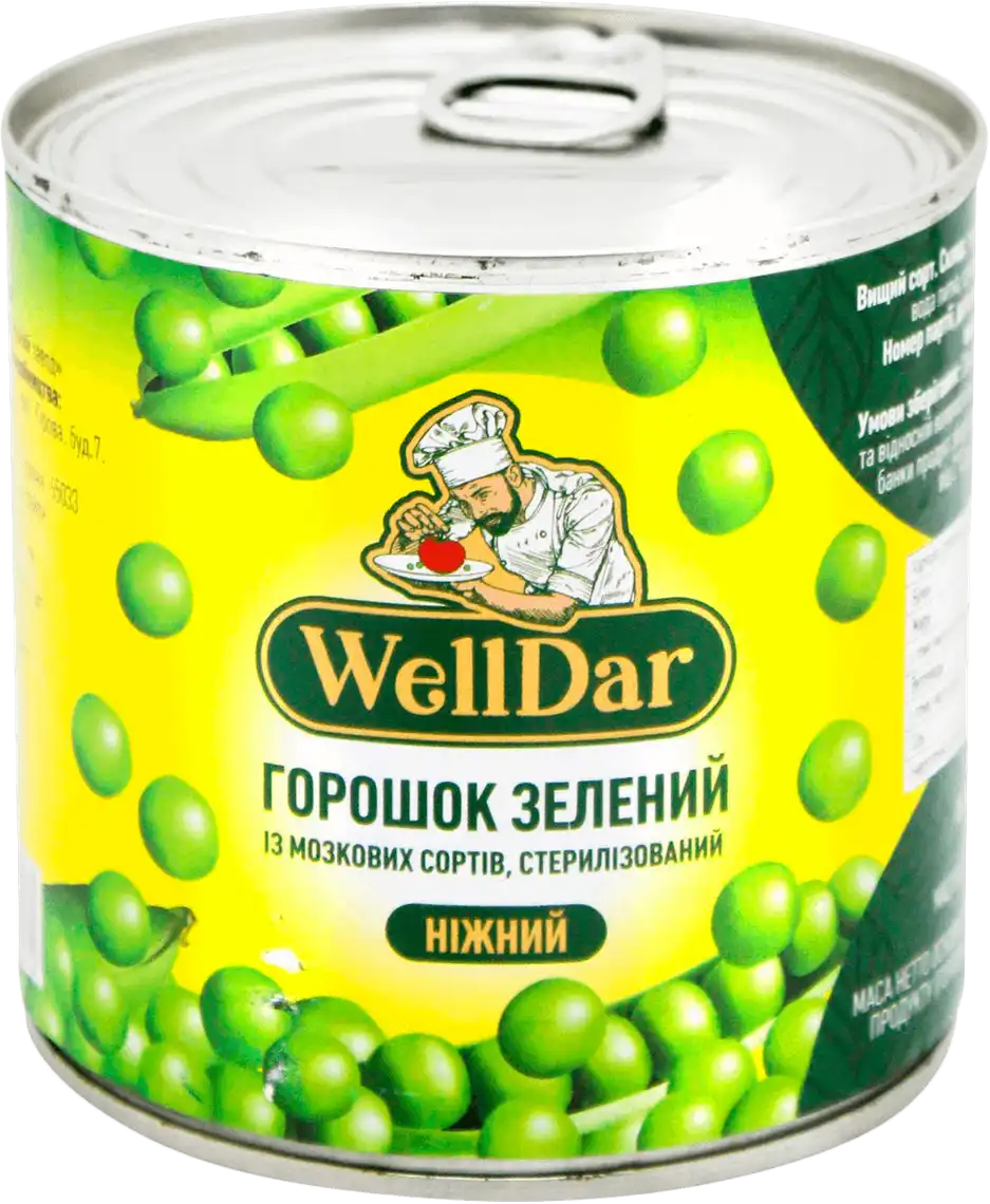 Фото 1 - Горошок WellDar зелений консервований 425 мл