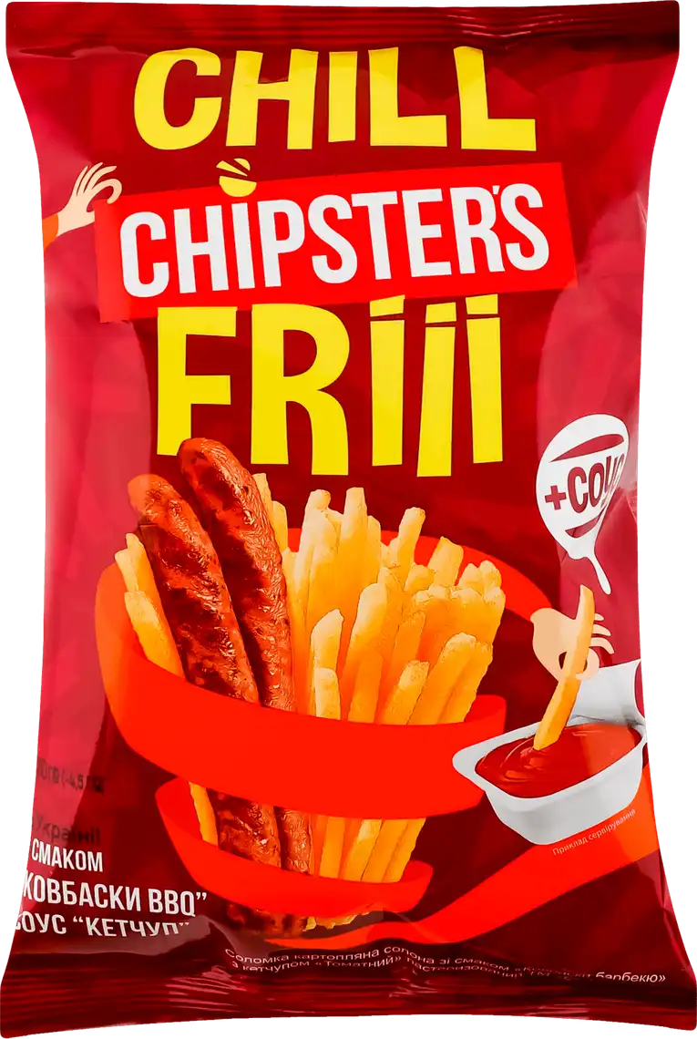 Фото 1 - Соломка картопляна Chipster's Ковбаски барбекю солона 55 г