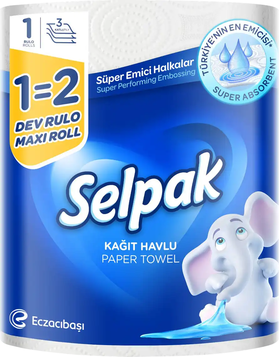Фото 1 - Рушник паперовий Selpak 3-х шаровий Maxi Roll 1=2 1 шт