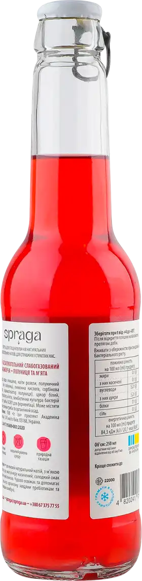 Фото 3 - Напій Spraga Комбуча Полуниця та м'ята 250 г