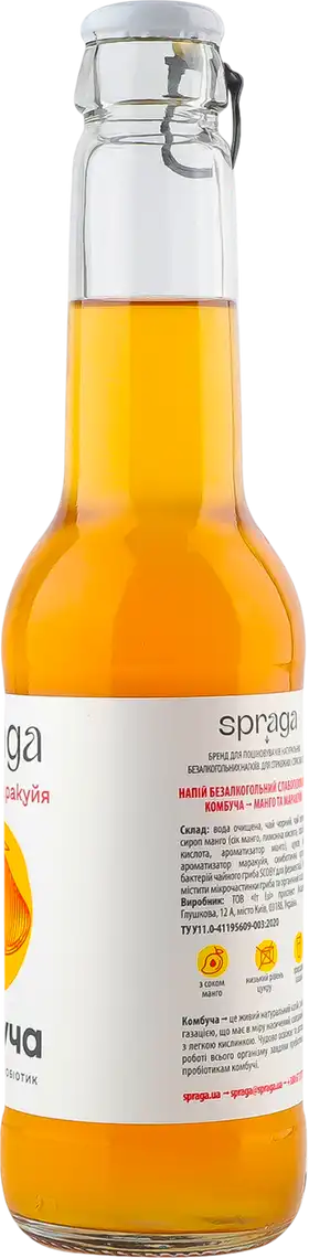 Фото 2 - Напій Spraga Комбуча Манго та маракуйя 250 г