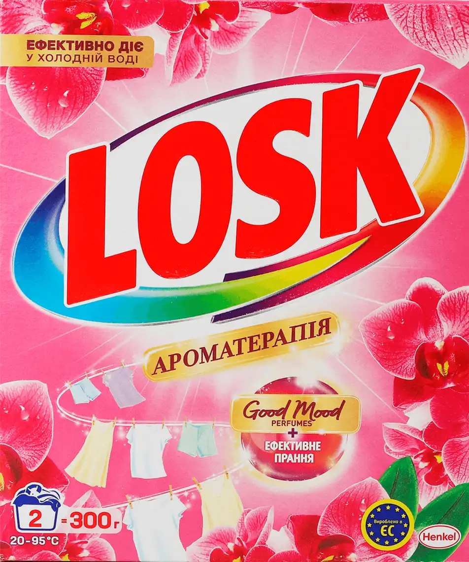 Фото 1 - Пральний порошок Losk Ароматерапія Ефірні масла та аромат Малазійської квітки 300 г