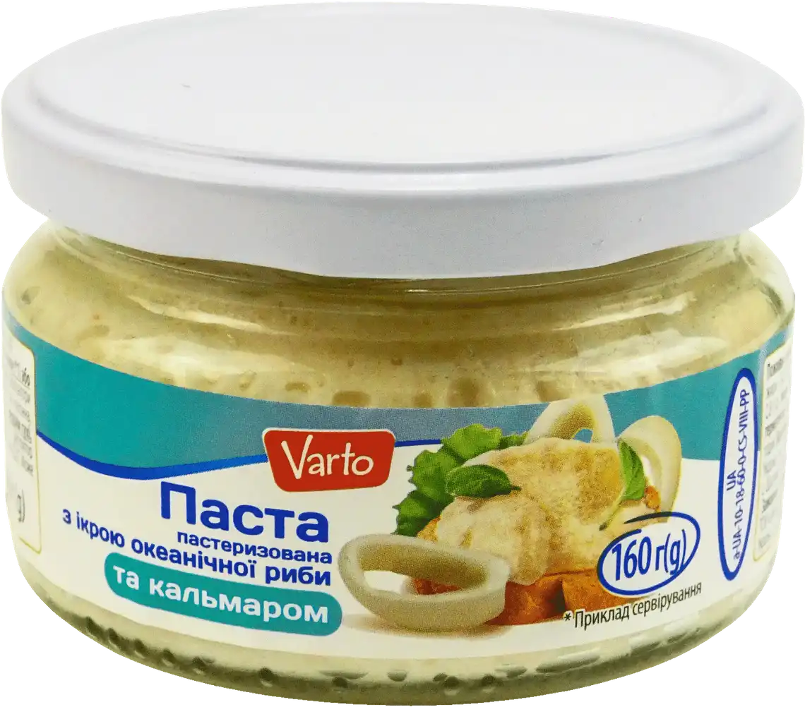 Фото 1 - Паста з ікрою Varto океанічної риби та кальмаром 160 г