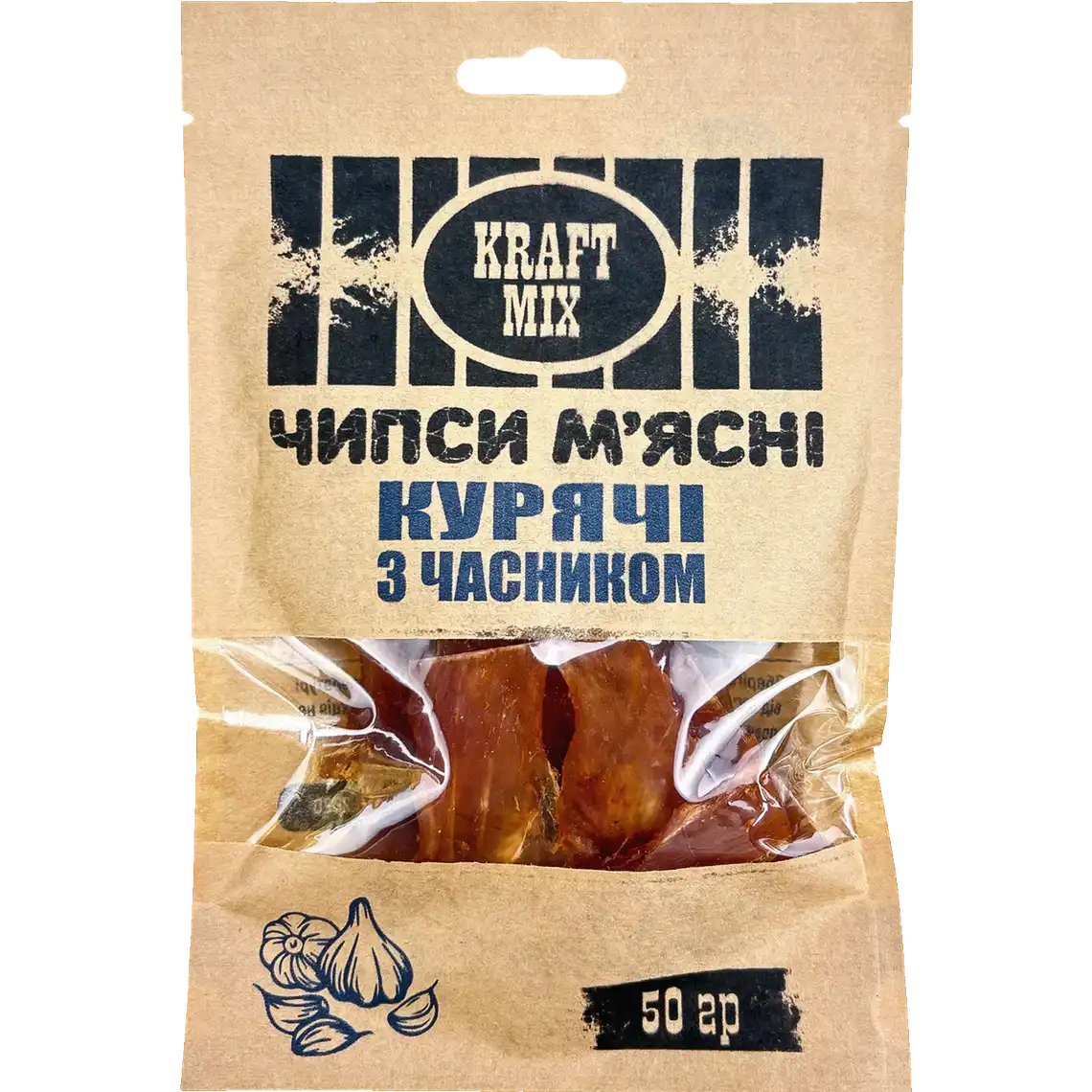 Фото 1 - Чипси курячі Kraft Mix з часником 50 г