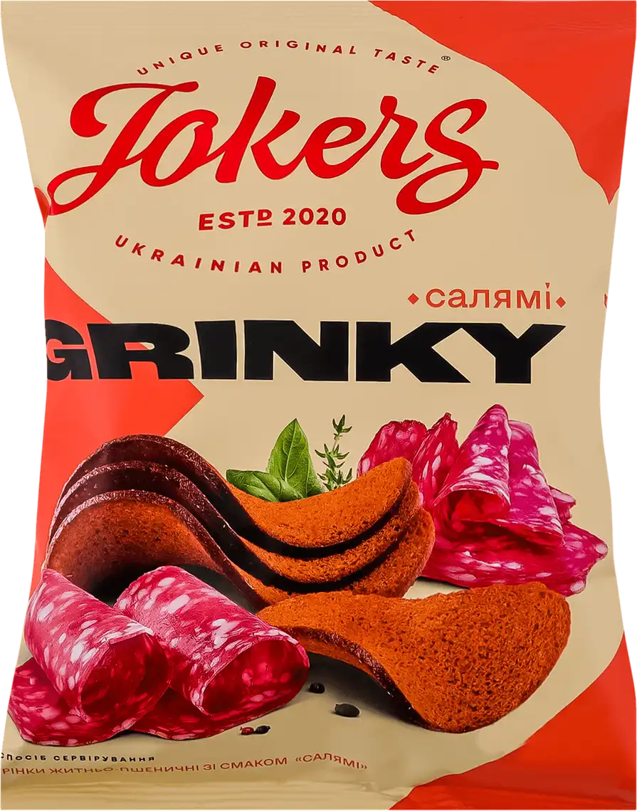 Фото 1 - Грінки Jokers Салямі житньо-пшеничні 80 г