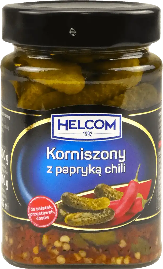 Фото 1 - Корнішони Helcom з чилі 300 г