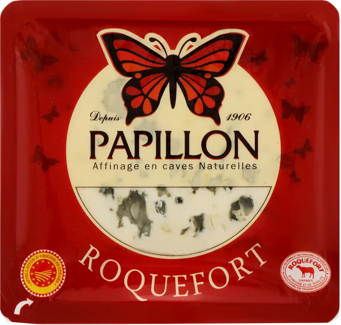Фото 1 - Сир Papillon Red Label Pdo Рокфор 52% 100 г 