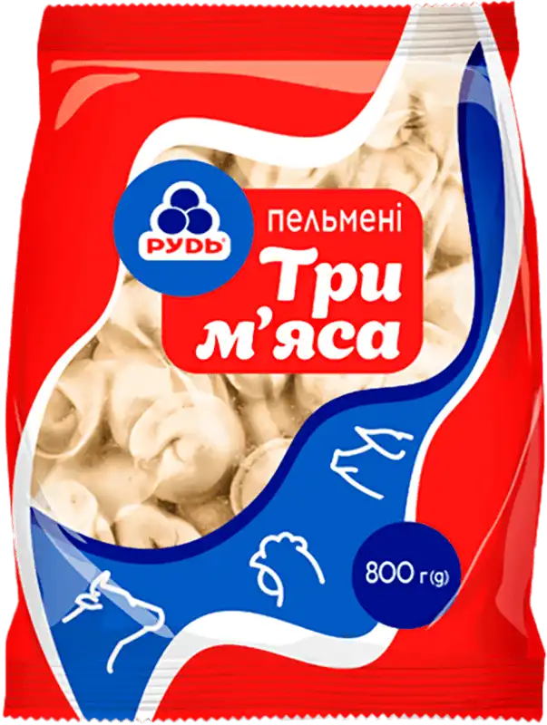 Фото 1 - Пельмені Рудь Три м`яса  800 г