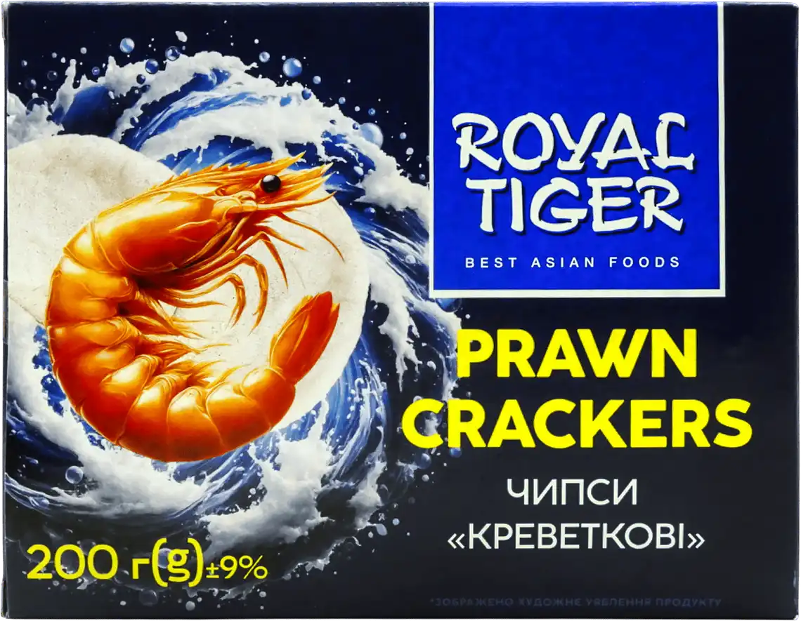 Фото 1 - Чипси рисові Royal Tiger зі смаком креветки 200 г