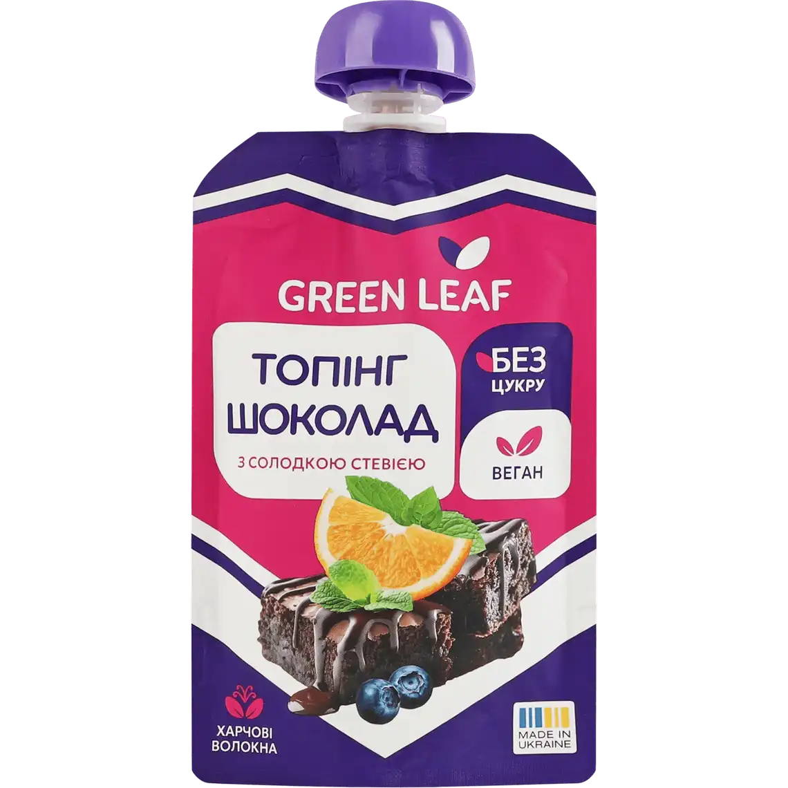 Фото 1 - Шоколадний топінг Green Leaf зі стевією 90 г