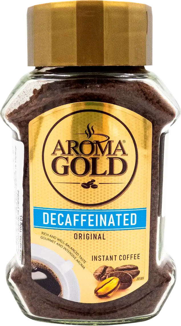 Фото 1 - Кава розчинна Aroma Gold без кофеїну 100 г