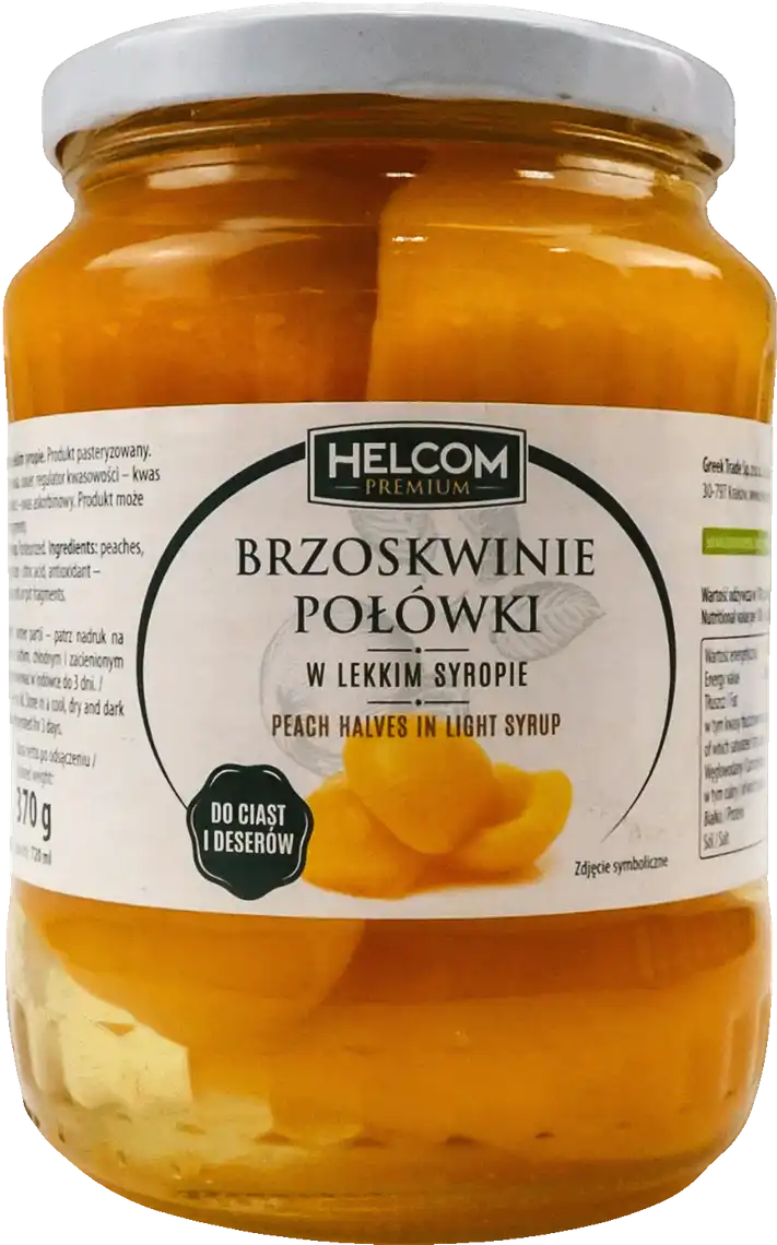 Фото 1 - Персики Helcom Premium половинки консервовані в сиропі 720 мл
