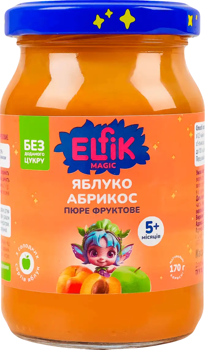 Фото 1 - Пюре Elfik Magic Яблуко-абрикос 170 г