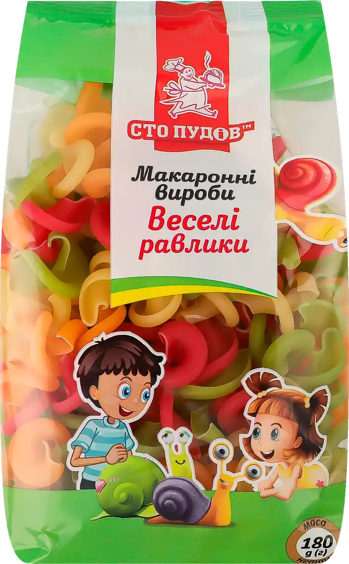 Фото 1 - Макаронні вироби Сто пудів Веселі равлики 180 г