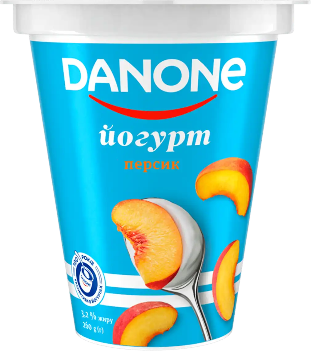 Фото 1 - Йогурт Danone персик 3.2% 260 г