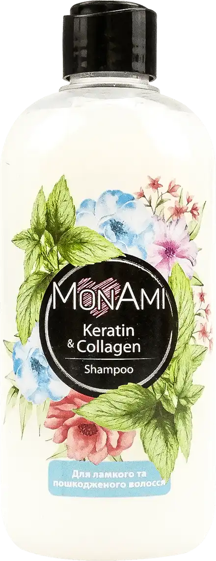 Фото 1 - Шампунь MonAmi Keratin&Collagen для ламкого та пощкодженого волосся 500 мл
