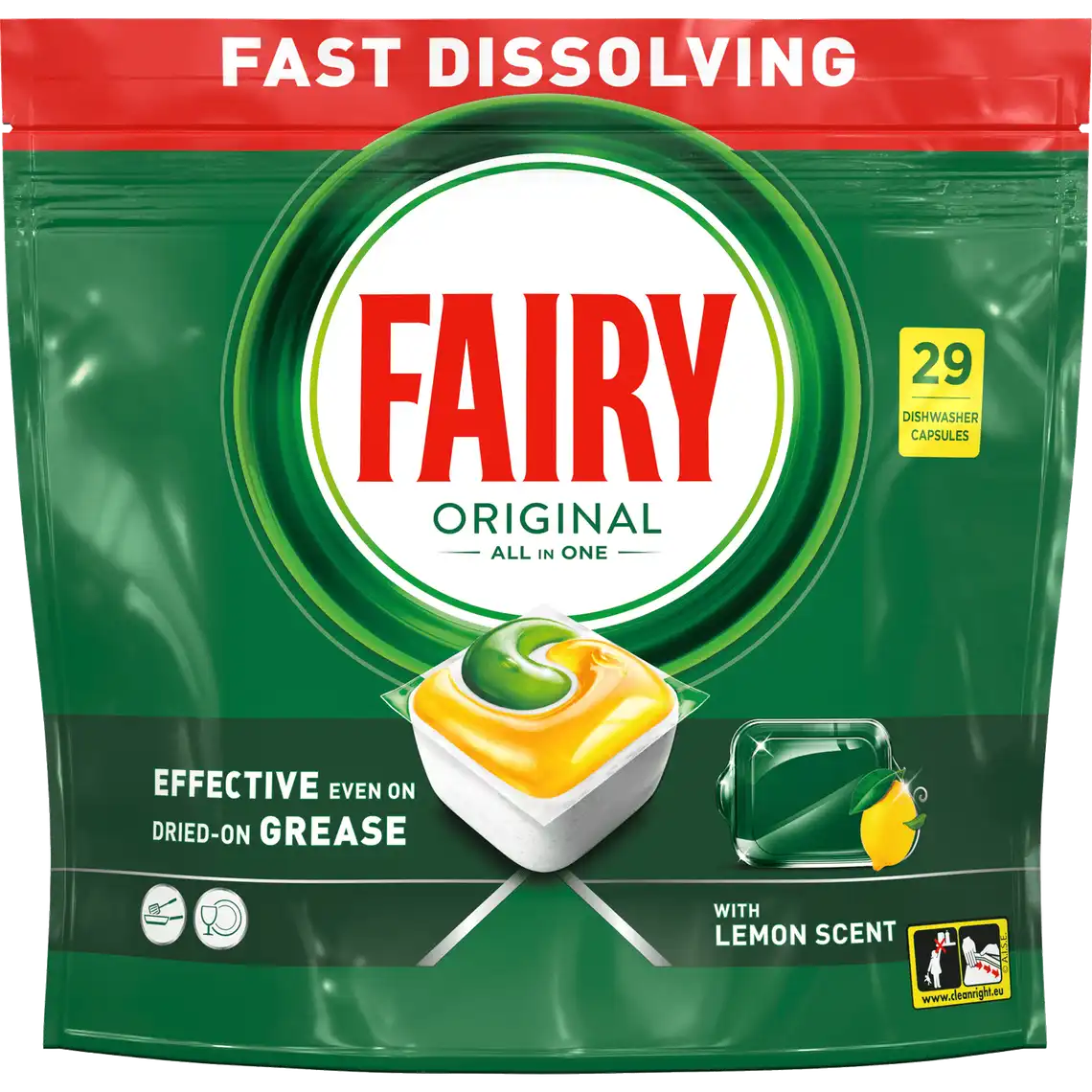 Фото 1 - Капсули для посудомийних машин Fairy Original All in One Lemon 29 шт