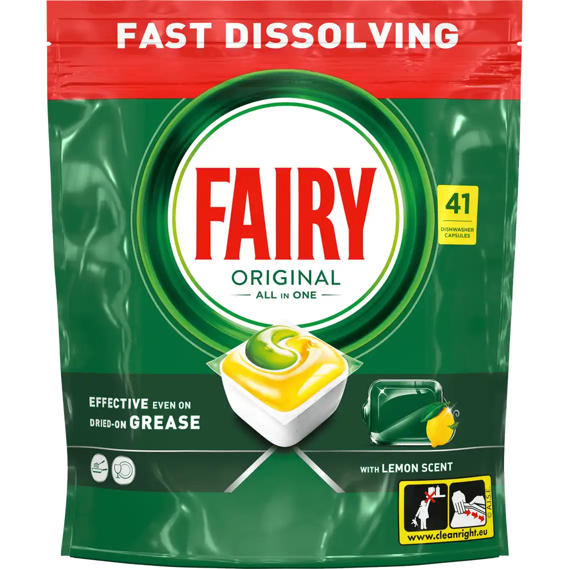 Фото 1 - Капсули для посудомийних машин Fairy Original All in One Lemon 41 шт