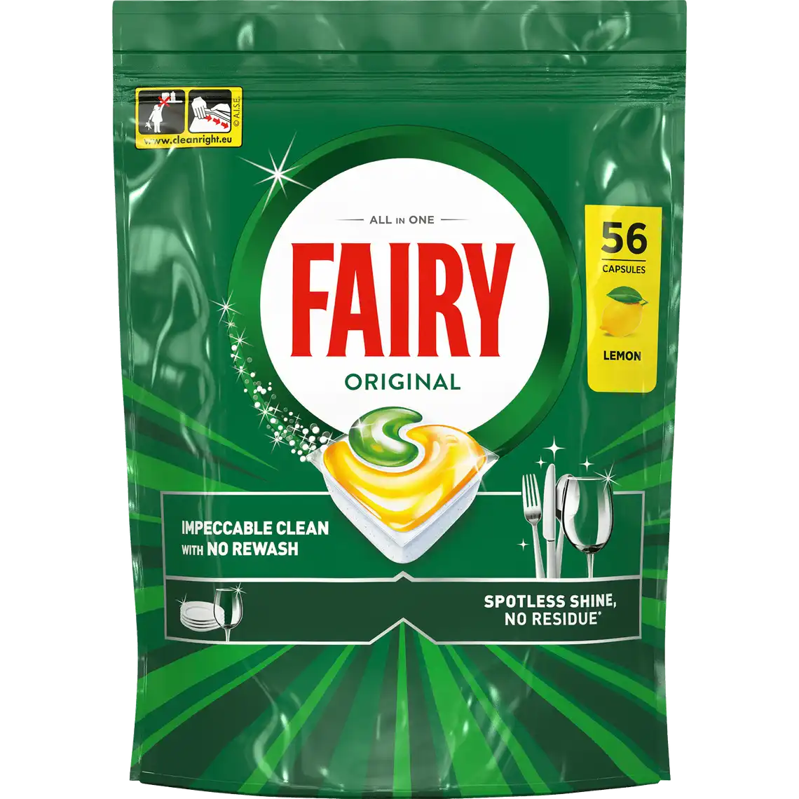 Фото 1 - Капсули для посудомийних машин Fairy Original All in One Lemon 56 шт