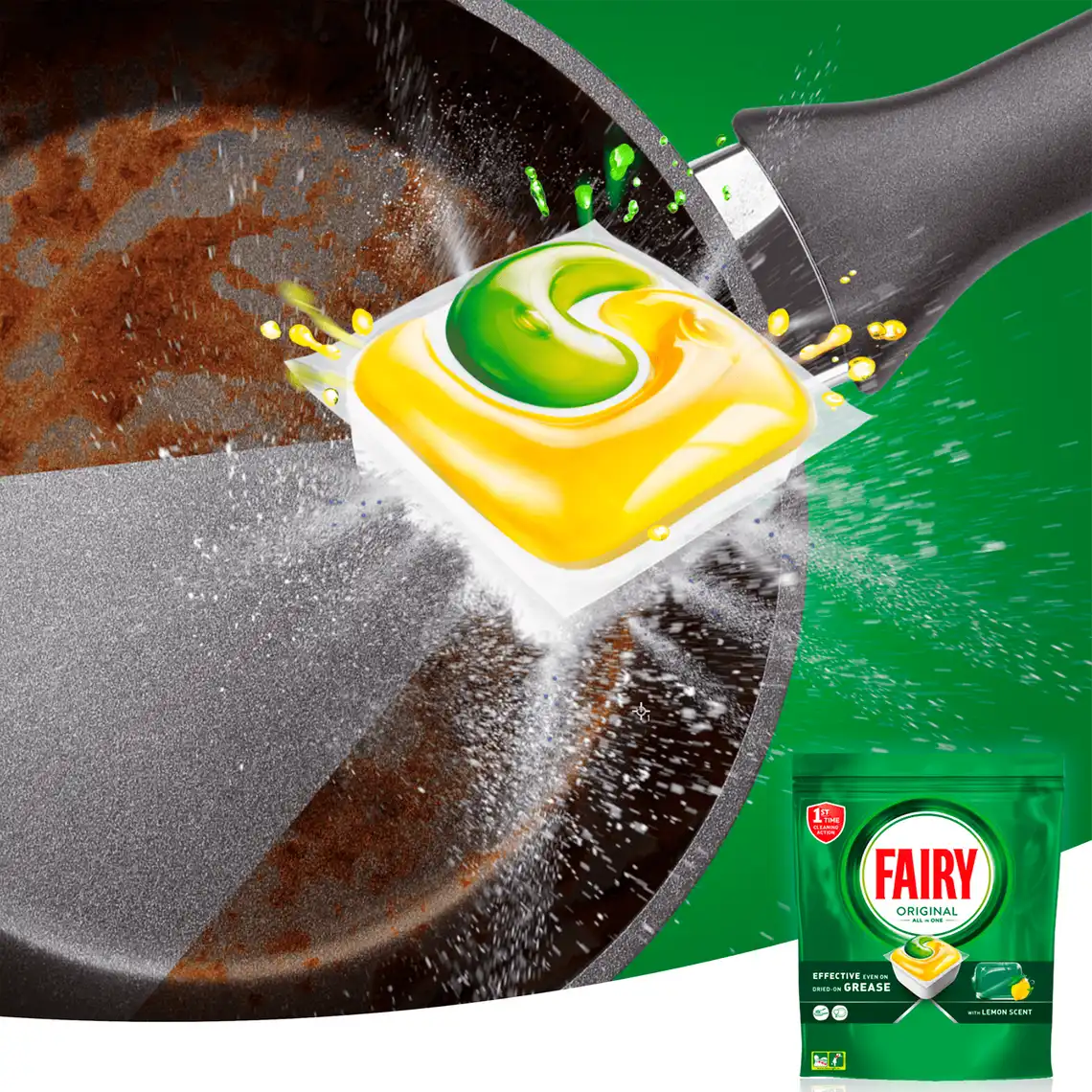Фото 2 - Капсули для посудомийних машин Fairy Original All in One Lemon 56 шт