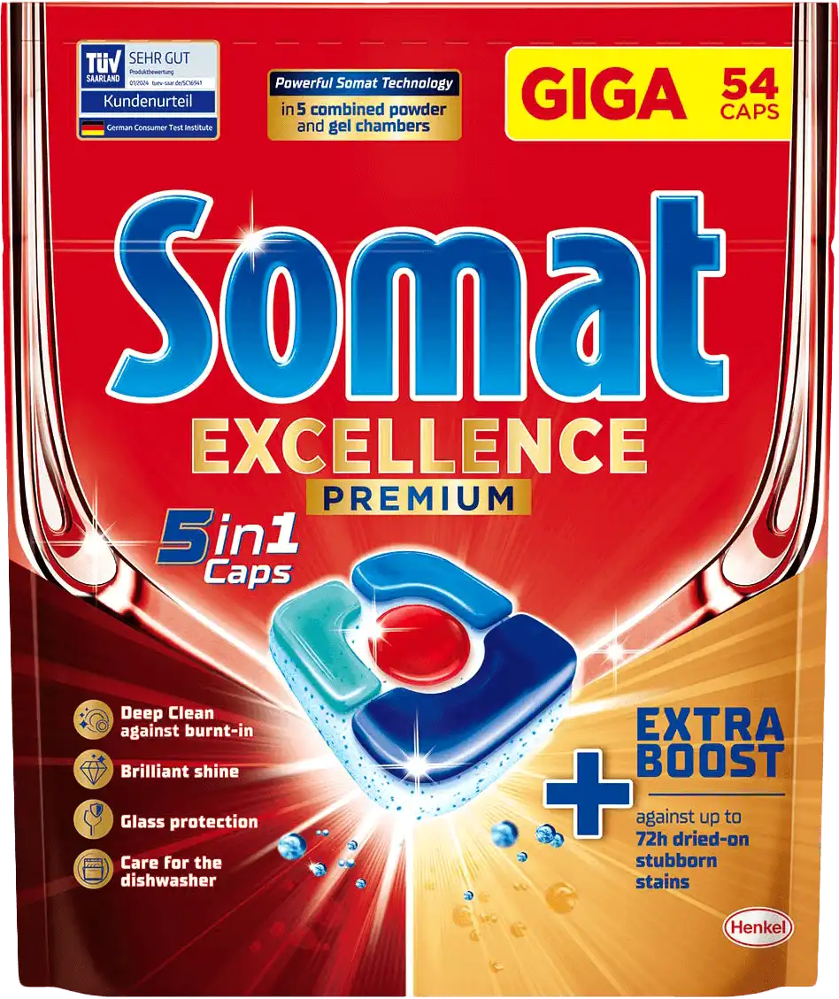 Фото 1 - Капсули для посудомийних машин Somat Exellence 5-в-1 54 шт