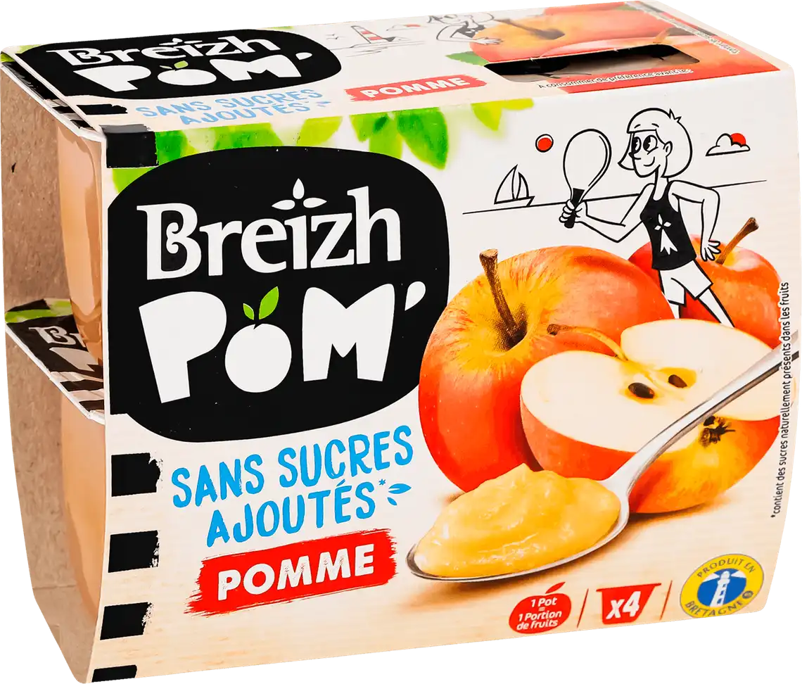 Фото 1 - Пюре фруктове Breizh Pom Яблуко без доданого цукру 4 шт по 100 г