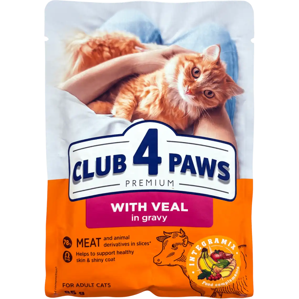 Фото 1 - Корм для котів Club 4 Paws Premium з телятиною в соусі 85 г