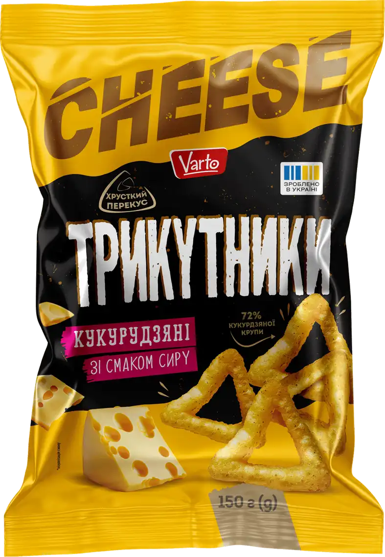 Фото 1 - Трикутники кукурудзяні Varto зі смаком сиру 150 г