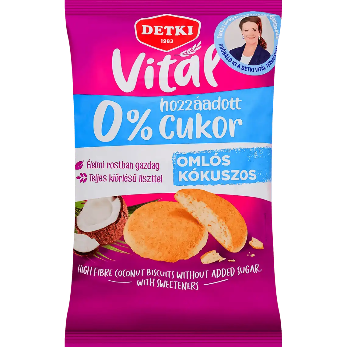 Фото 1 - Печиво Detki Vital зі смаком кокоса без цукру з клітковиною 180 г