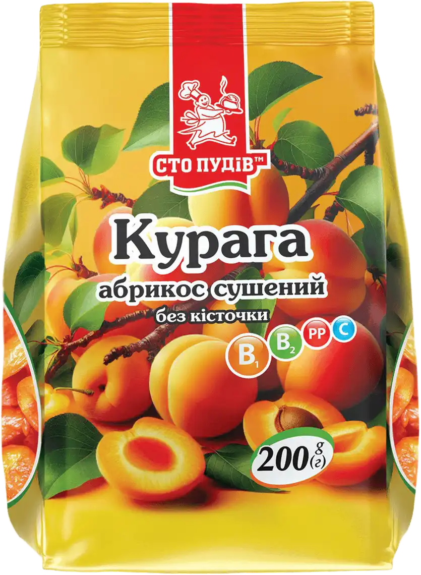 Фото 1 - Курага сушена Сто пудів 200 г