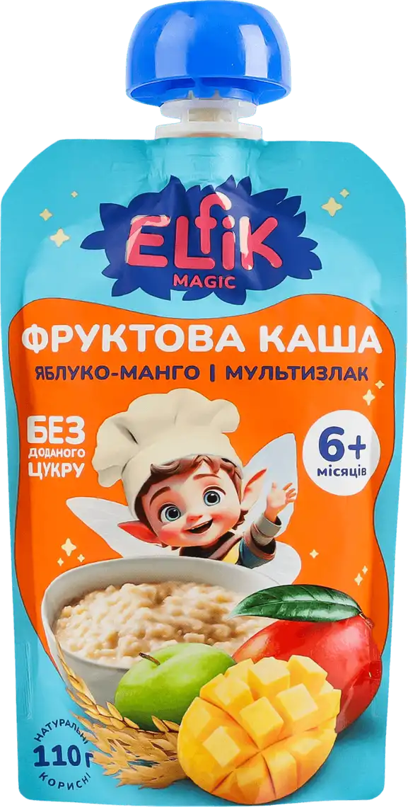 Фото 1 - Пюре-каша Elfik Magic Яблуко-манго-мультизлак 110 г