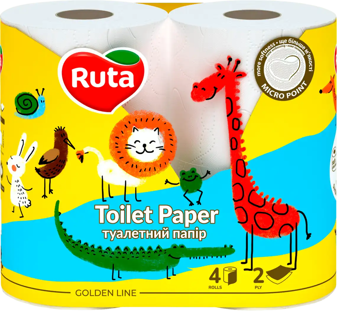 Фото 1 - Папір туалетний Ruta Kids 2-шаровий 4 шт