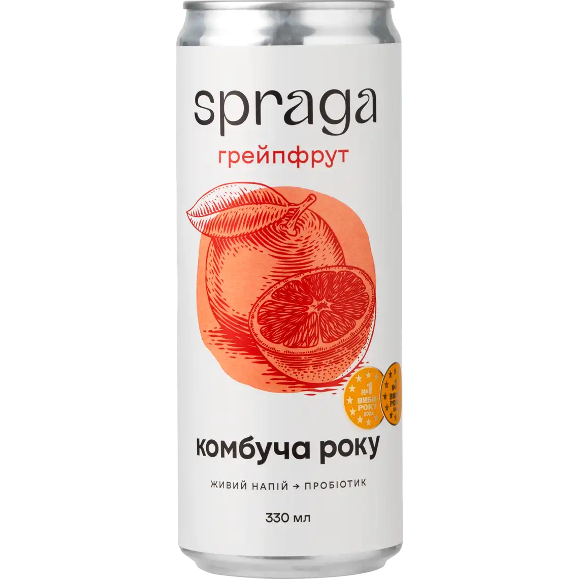Фото 1 - Напій комбуча Spraga Грейпфрут 330 г