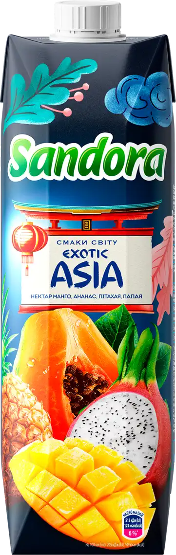 Фото 1 - Нектар Sandora Exotic Asia з манго, ананасу, пітахаї та папаї 950 мл